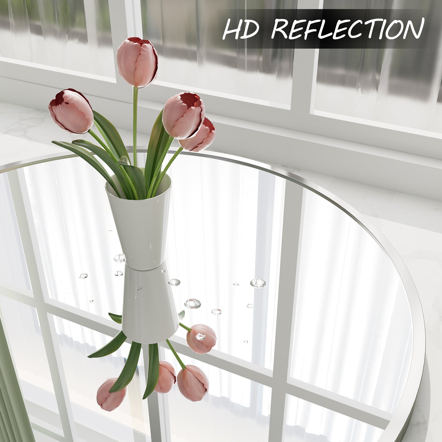 Round Aluminum Alloy Framed Wall Bathroom Vanity Mirror