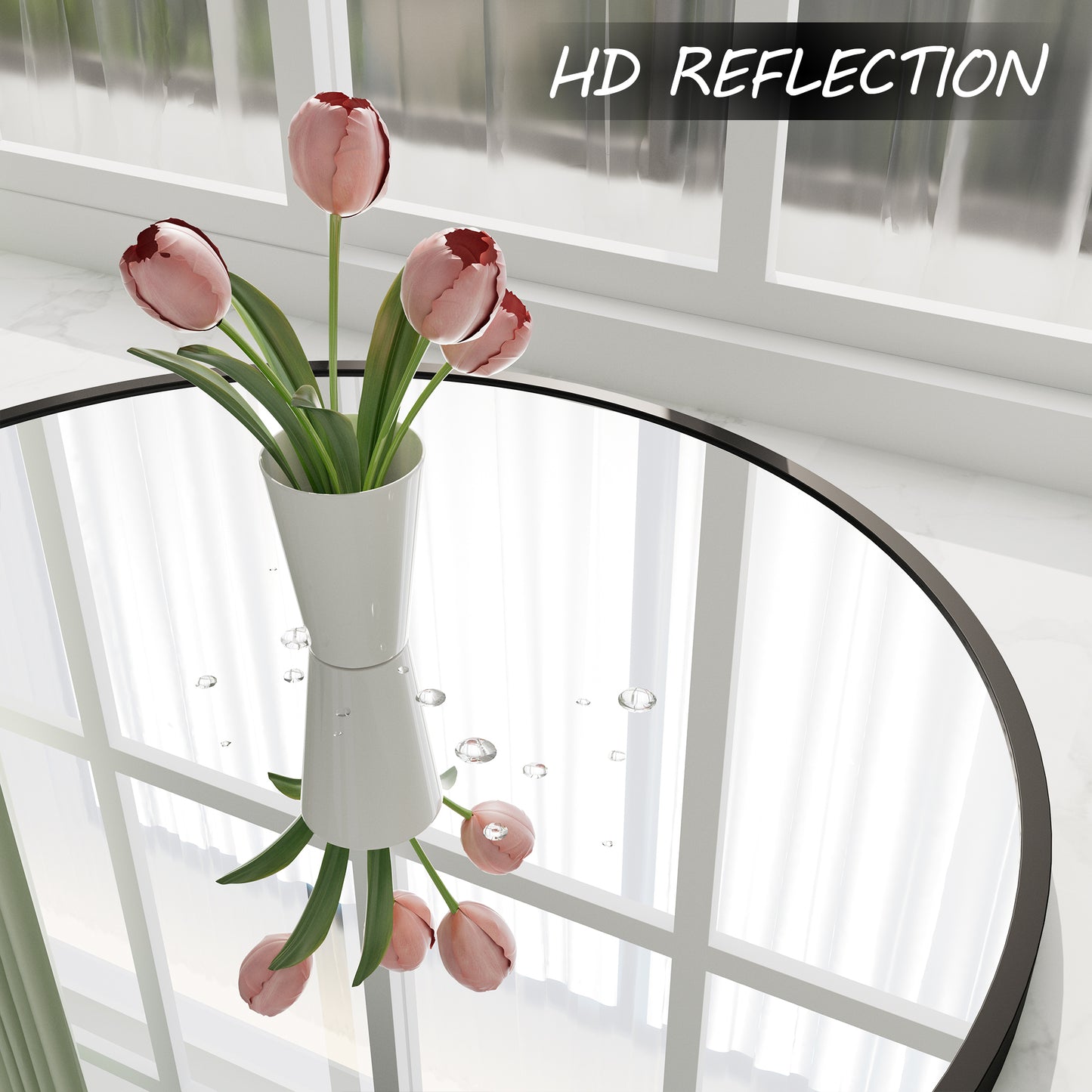 Round Aluminum Alloy Framed Wall Bathroom Vanity Mirror