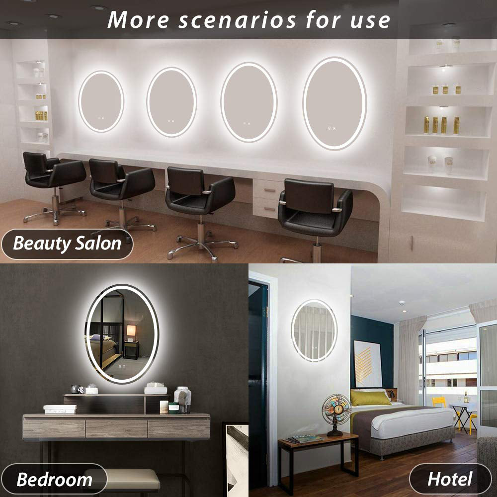 LED Frameless Oval Lighted Mirror