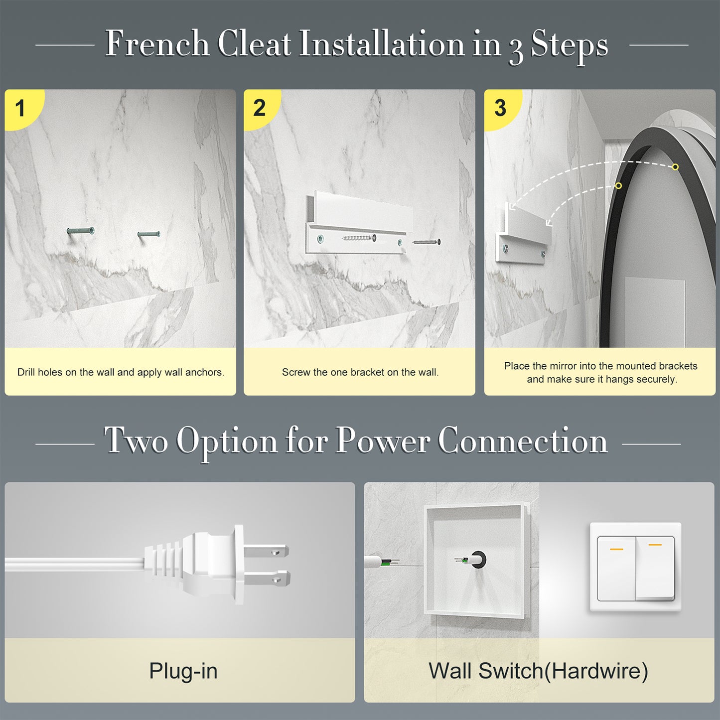 LED Frameless Round Lighted Mirror