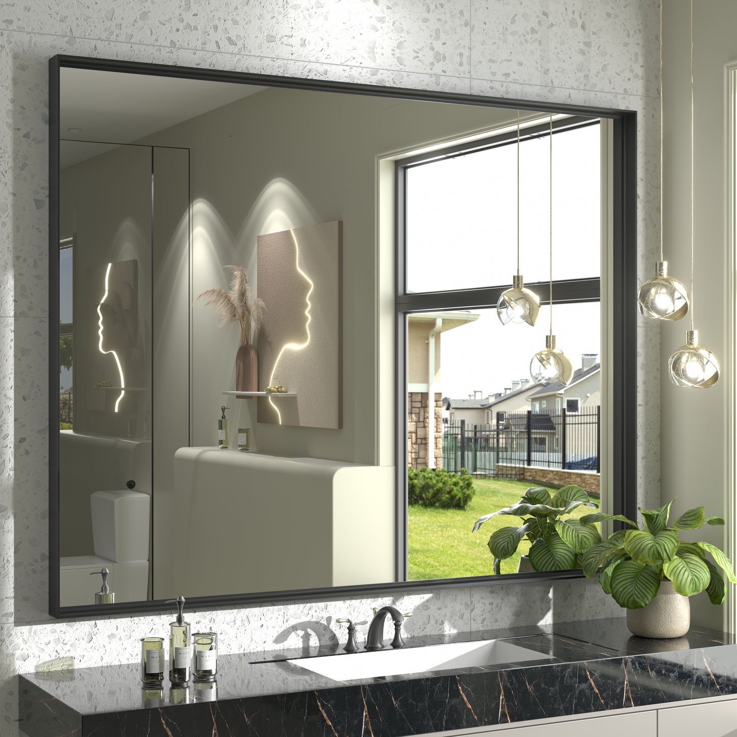 C-RA Rectangular Aluminum Alloy Framed Wall Bathroom Vanity Mirror