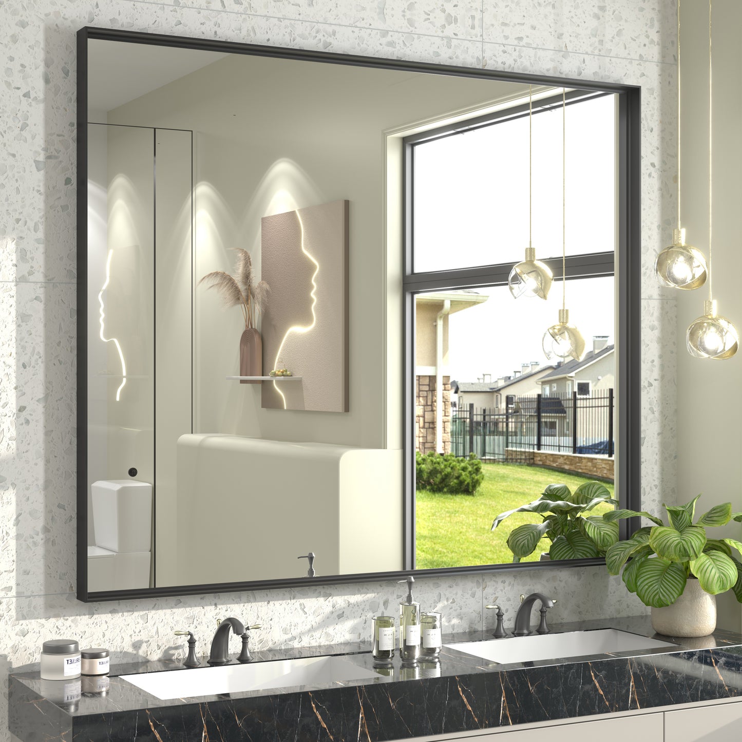 C-RA Rectangular Aluminum Alloy Framed Wall Bathroom Vanity Mirror