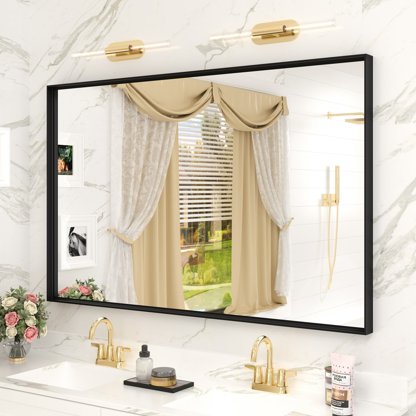 C-RA Rectangular Aluminum Alloy Framed Wall Bathroom Vanity Mirror