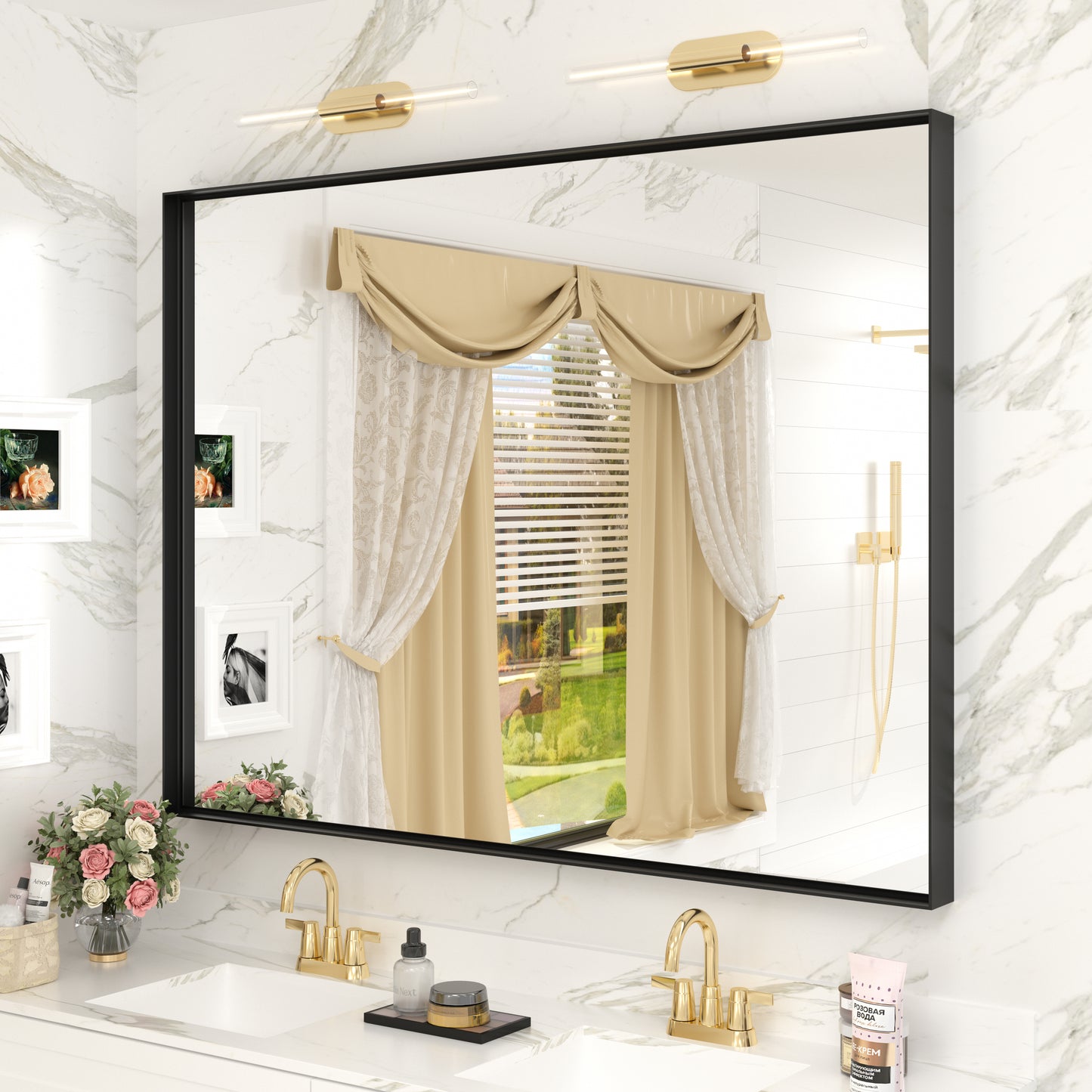 C-RA Rectangular Aluminum Alloy Framed Wall Bathroom Vanity Mirror