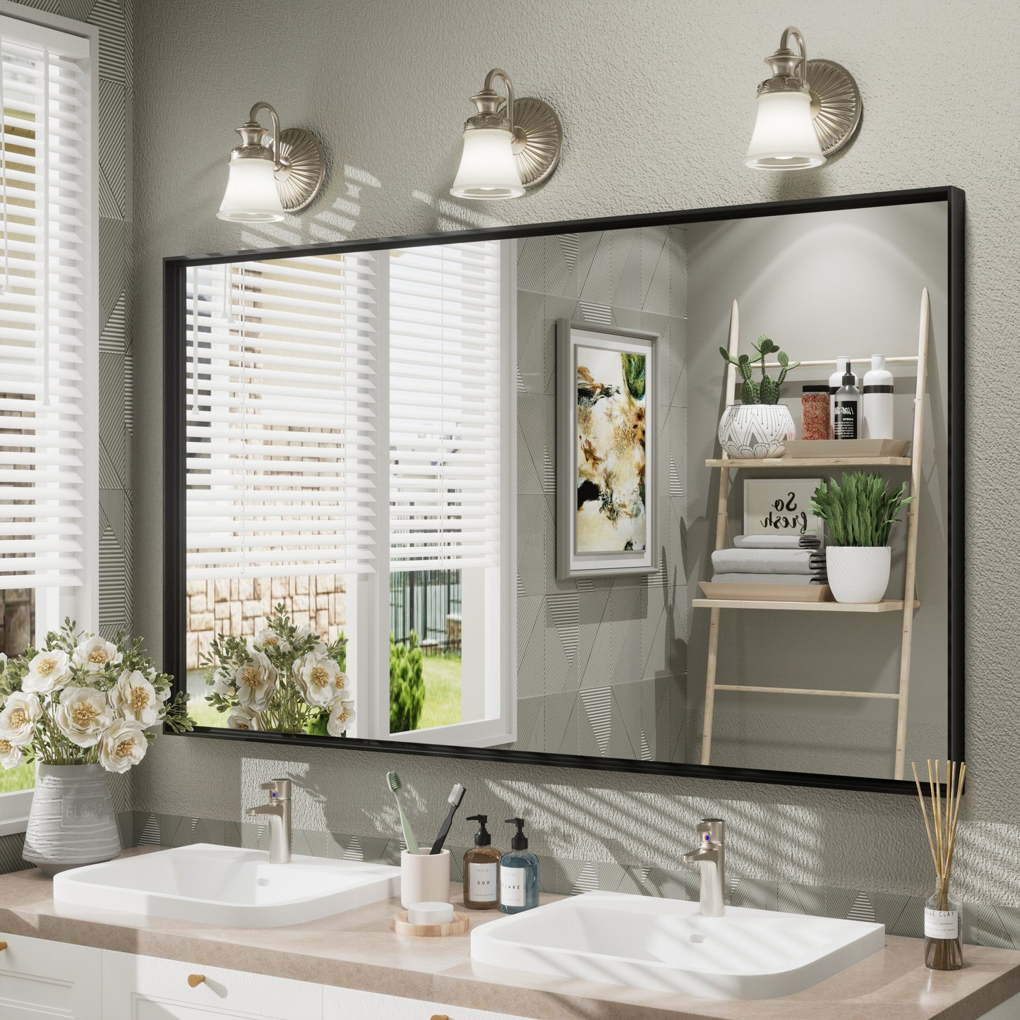 C-RA Rectangular Aluminum Alloy Framed Wall Bathroom Vanity Mirror