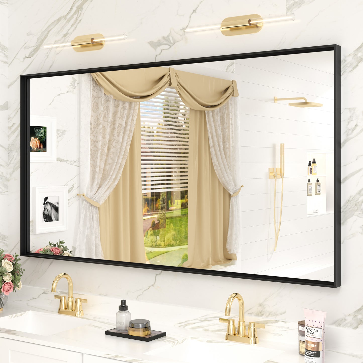 C-RA Rectangular Aluminum Alloy Framed Wall Bathroom Vanity Mirror