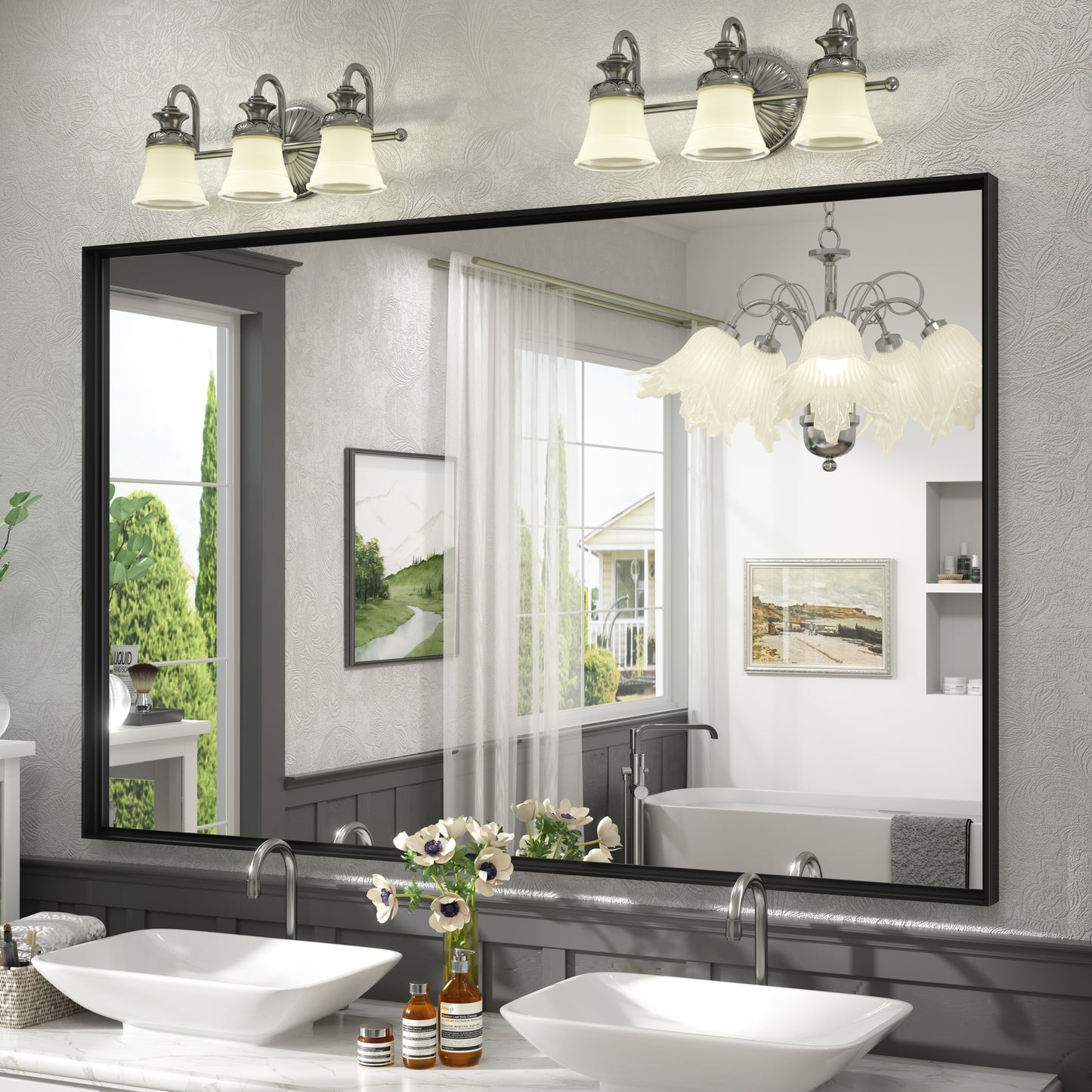 C-RA Rectangular Aluminum Alloy Framed Wall Bathroom Vanity Mirror