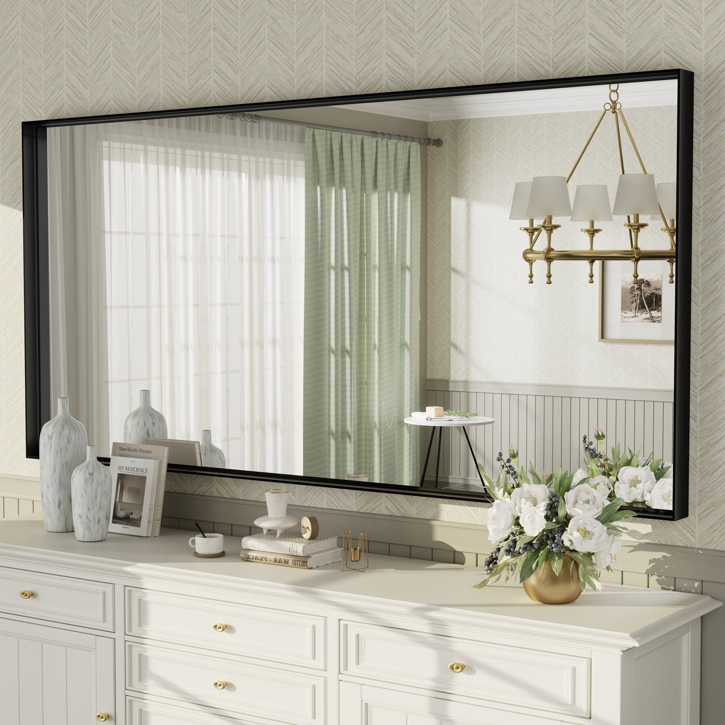 C-RA Rectangular Aluminum Alloy Framed Wall Bathroom Vanity Mirror