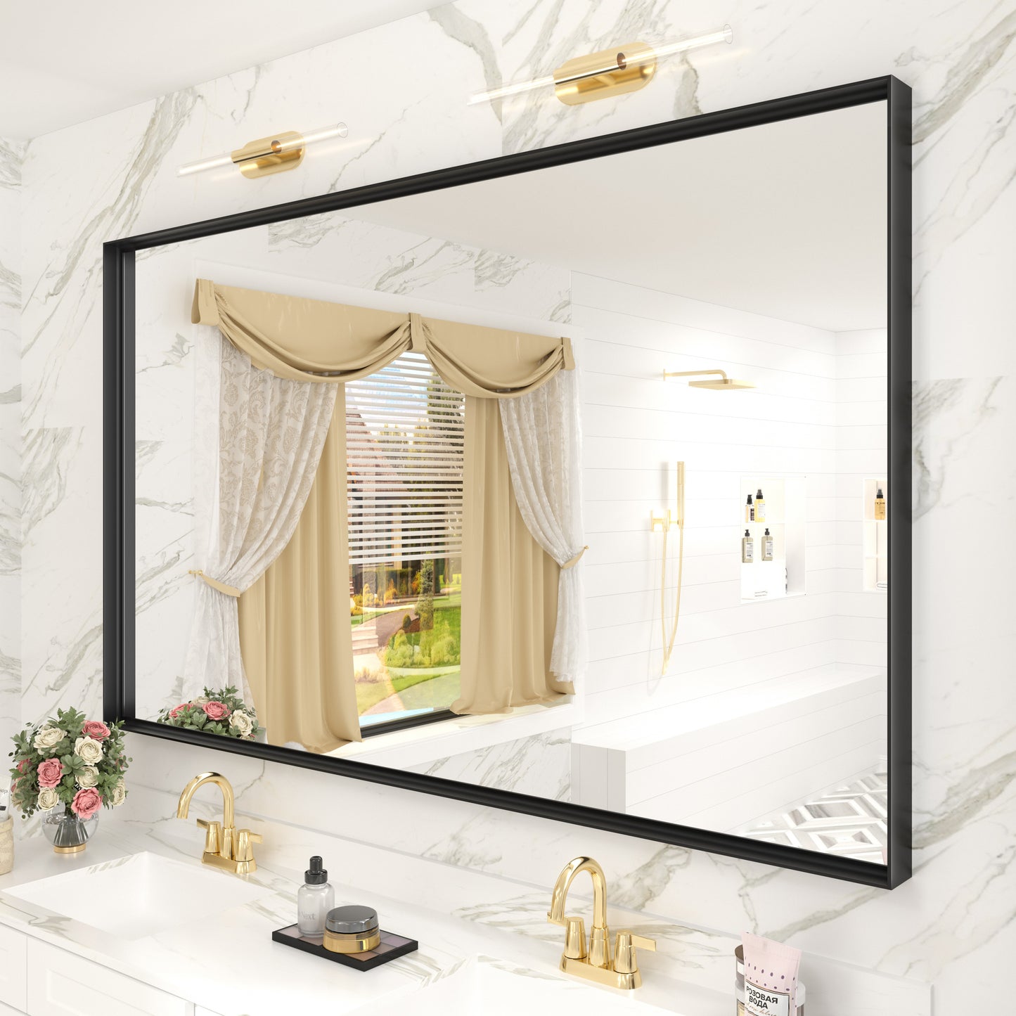 C-RA Rectangular Aluminum Alloy Framed Wall Bathroom Vanity Mirror