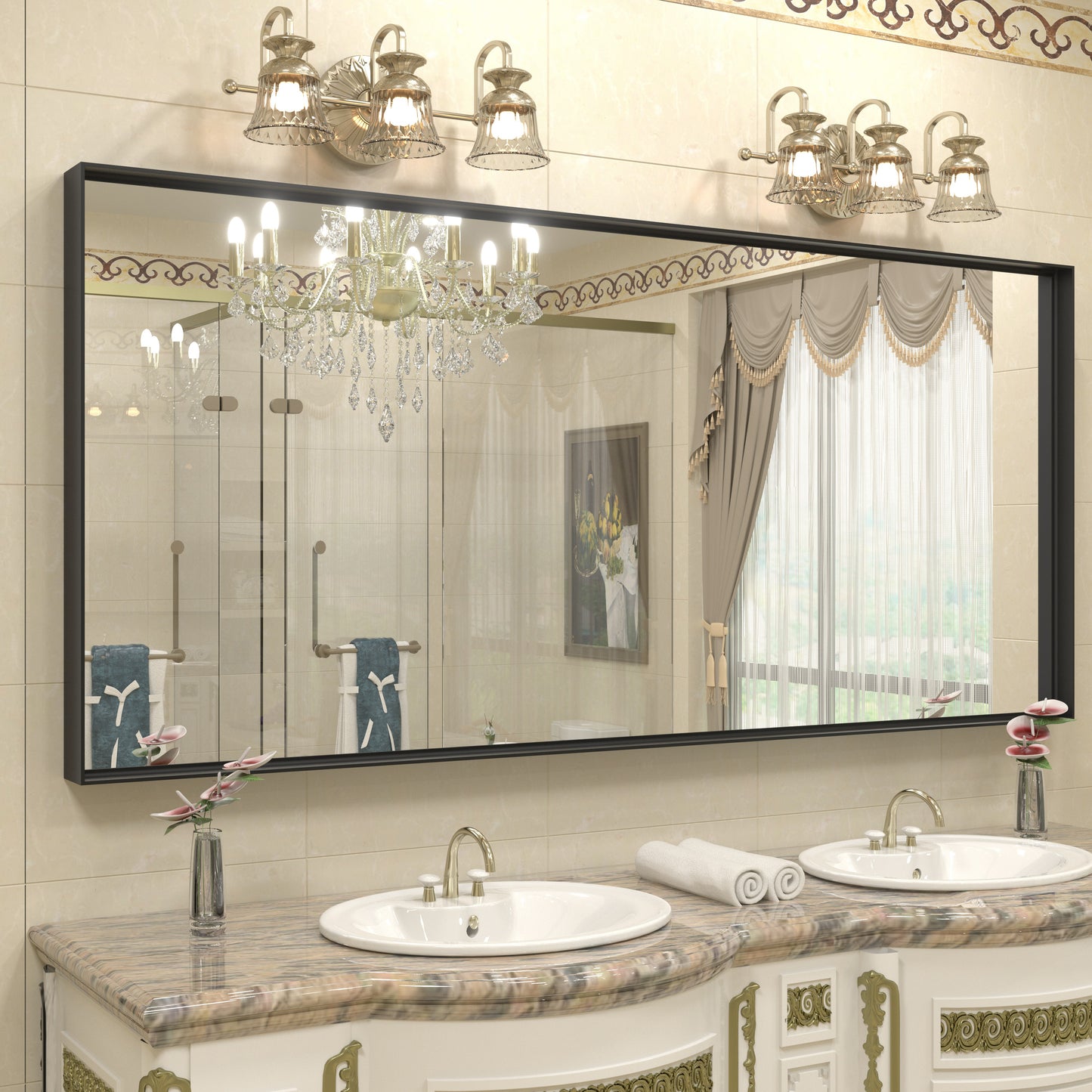 C-RA Rectangular Aluminum Alloy Framed Wall Bathroom Vanity Mirror