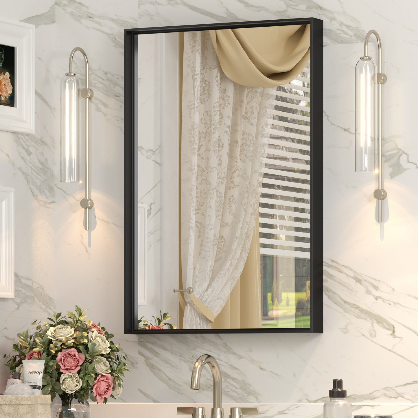 C-RA Rectangular Aluminum Alloy Framed Wall Bathroom Vanity Mirror