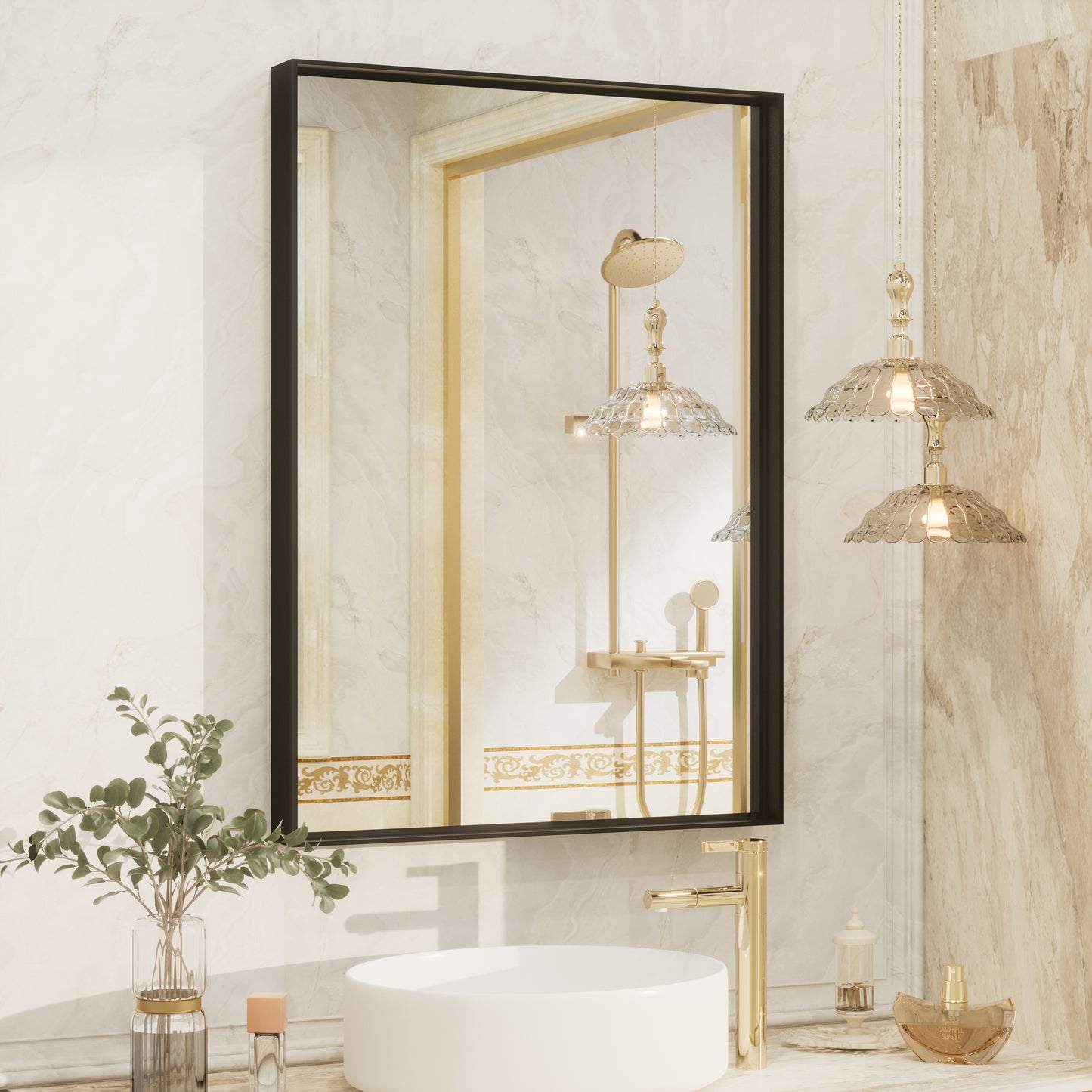C-RA Rectangular Aluminum Alloy Framed Wall Bathroom Vanity Mirror