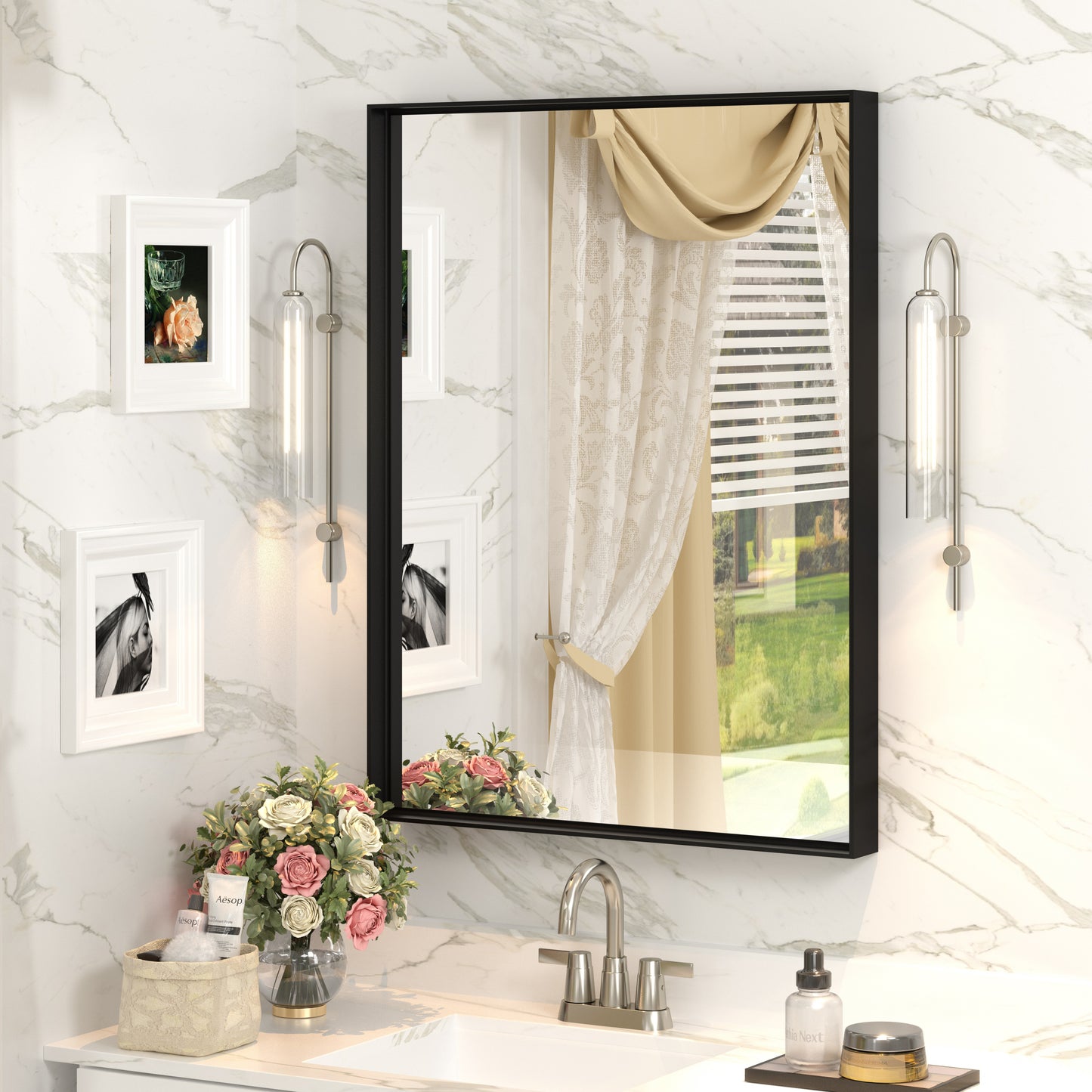 C-RA Rectangular Aluminum Alloy Framed Wall Bathroom Vanity Mirror