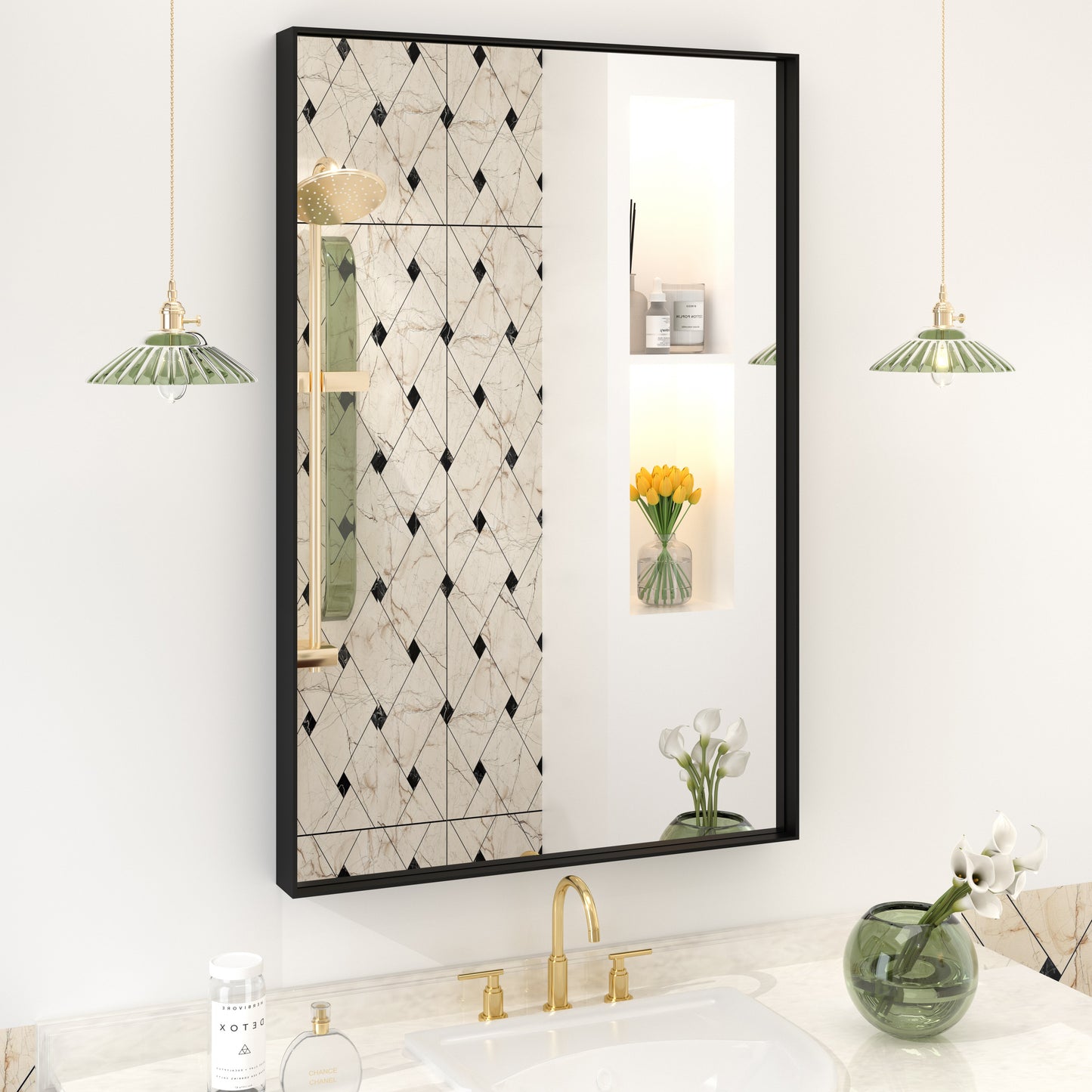 C-RA Rectangular Aluminum Alloy Framed Wall Bathroom Vanity Mirror