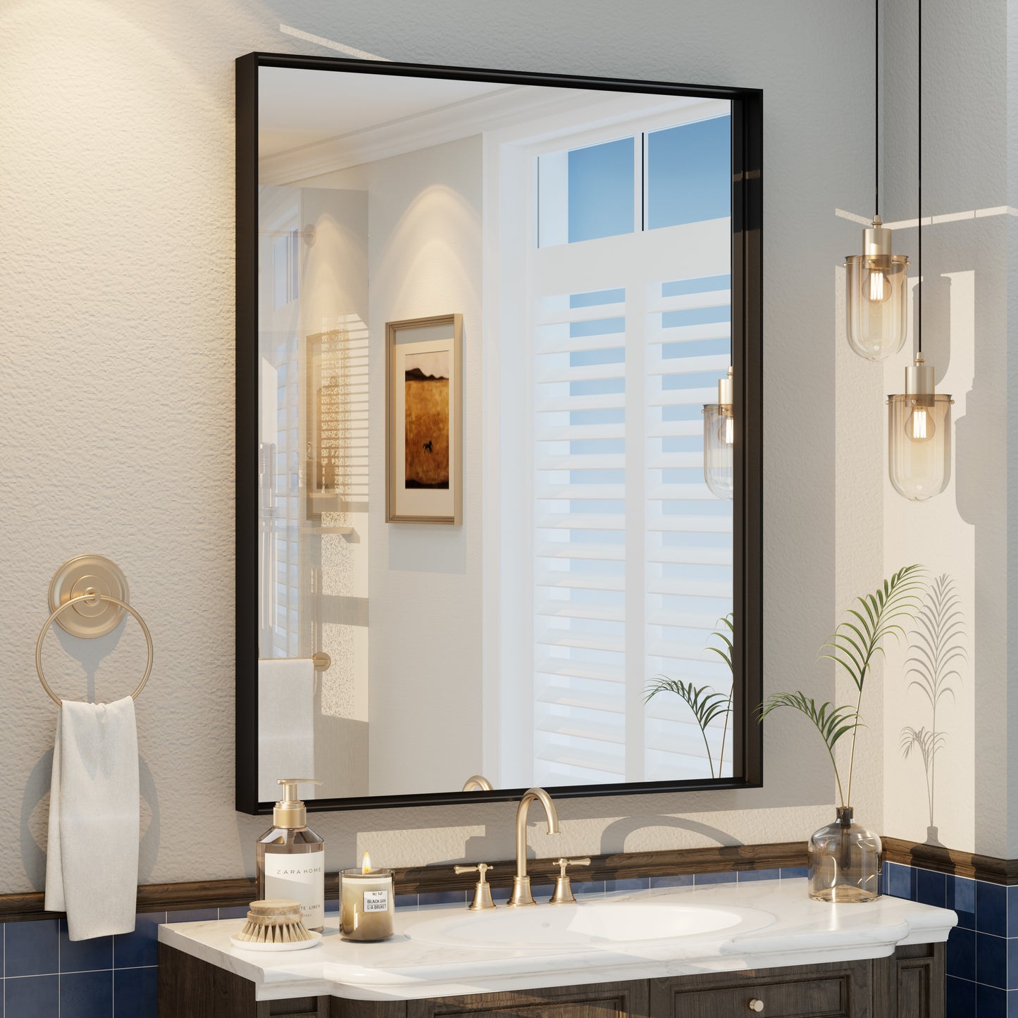 C-RA Rectangular Aluminum Alloy Framed Wall Bathroom Vanity Mirror
