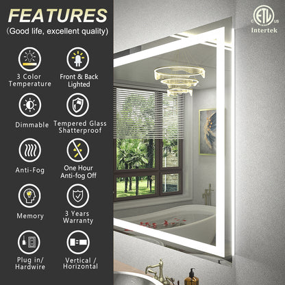 LED Frameless Front & Back Lighted Mirror