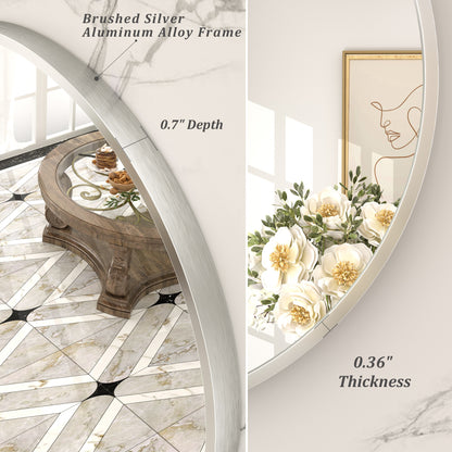 Round Aluminum Alloy Framed Wall Bathroom Vanity Mirror
