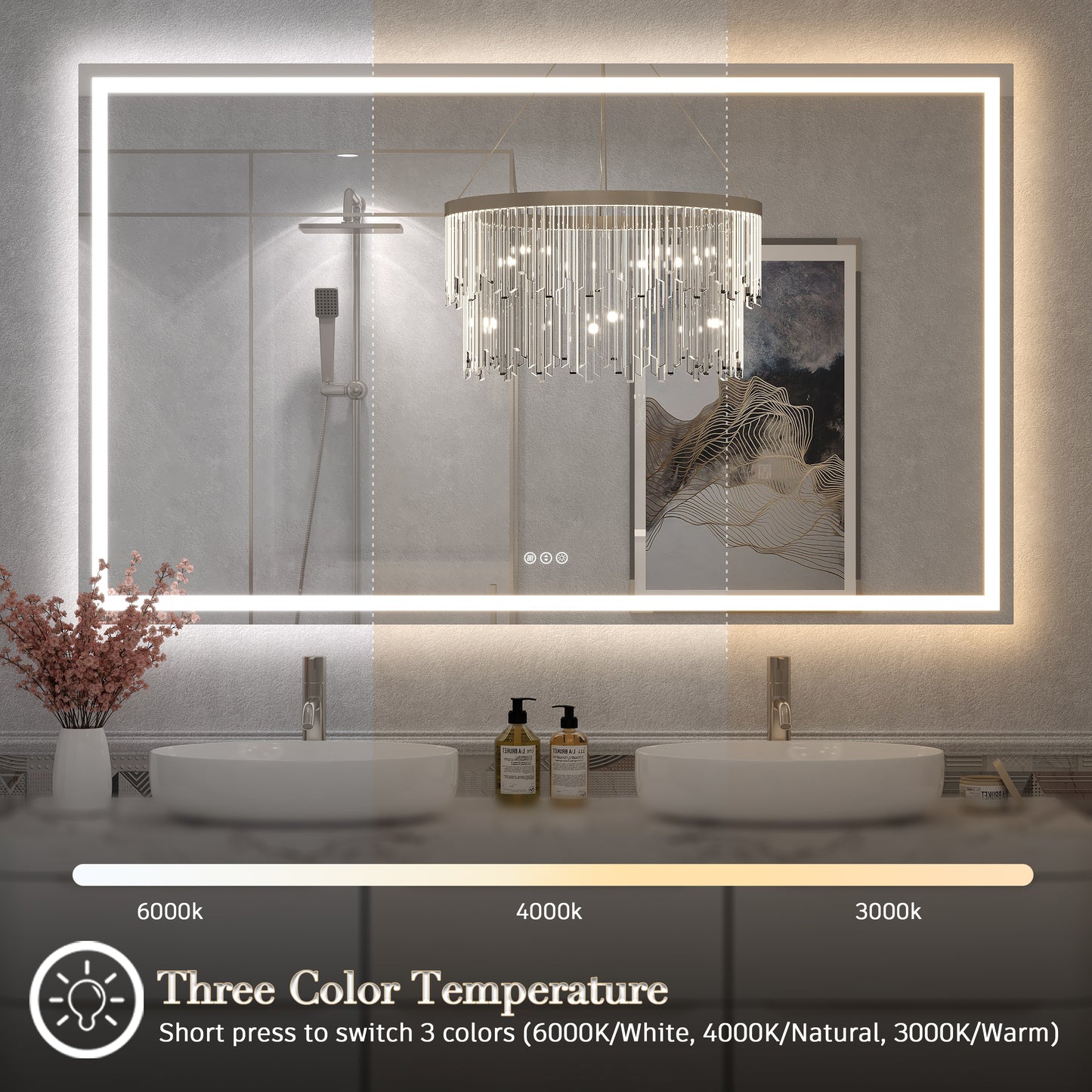 LED Frameless Front and Back Lighted Mirror