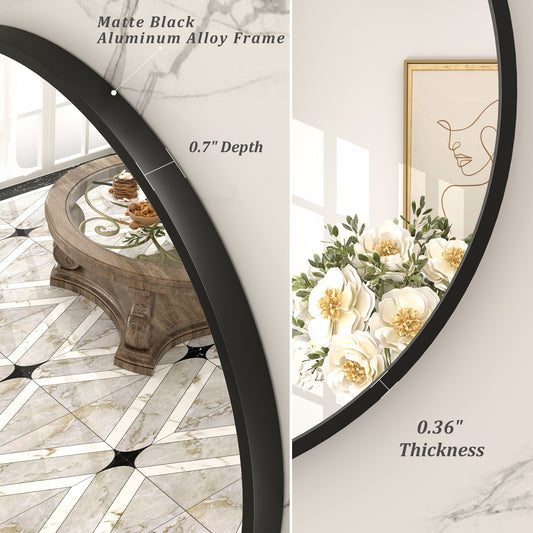 Round Aluminum Alloy Framed Wall Bathroom Vanity Mirror