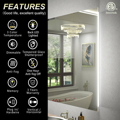 LED Frameless Back Lighted Mirror