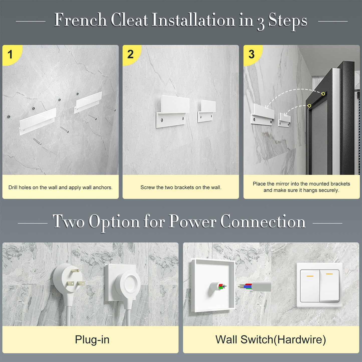 LED Framed Front & Back Lighted Mirror