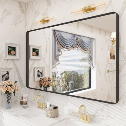 Framed Round Rectangle Wall Decor Mirror