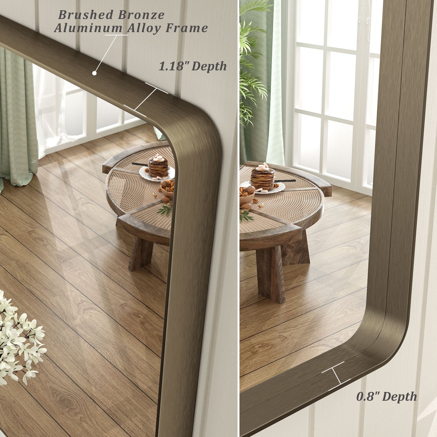 Framed Rectangle Wall Decor Mirror White