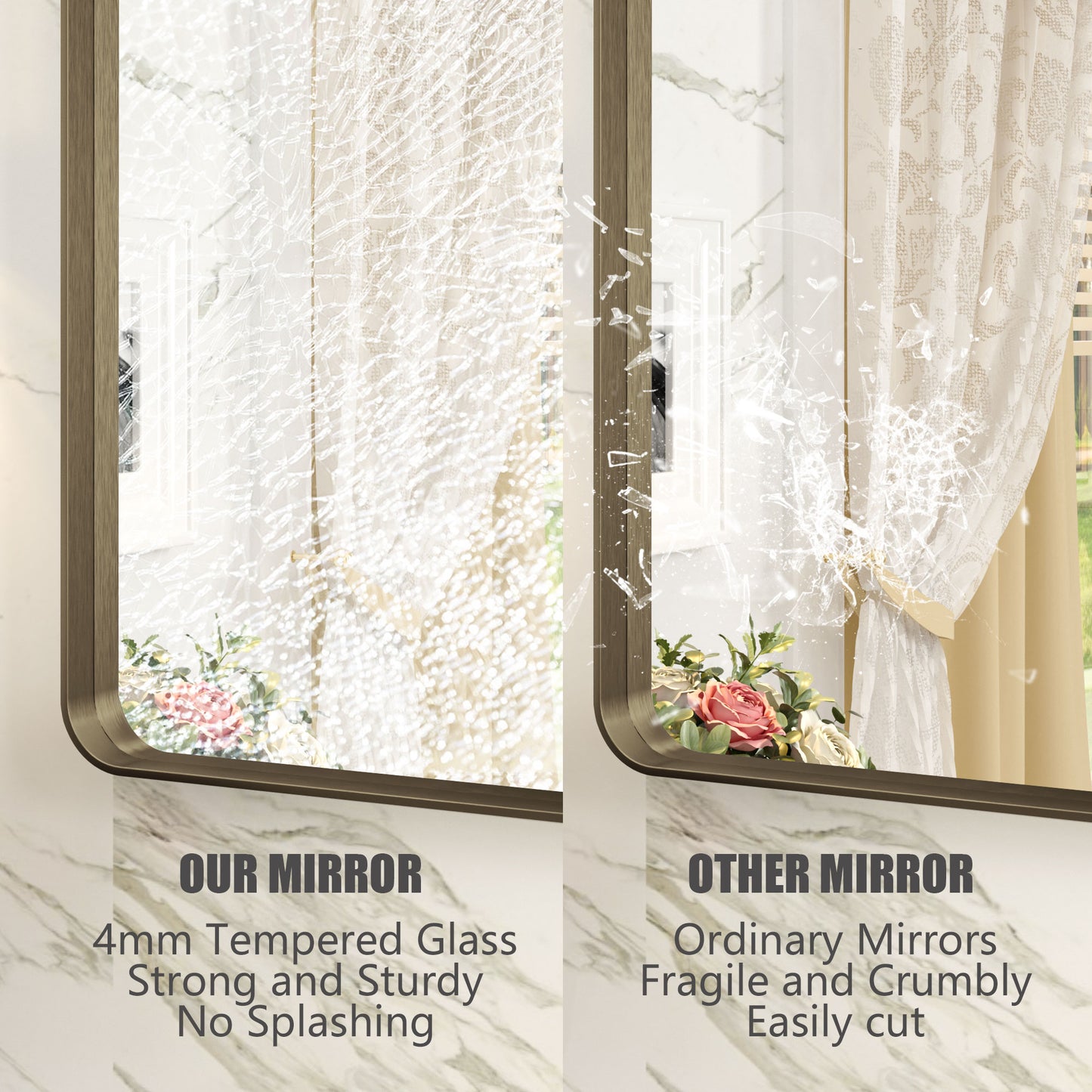 Framed Rectangle Wall Decor Mirror White