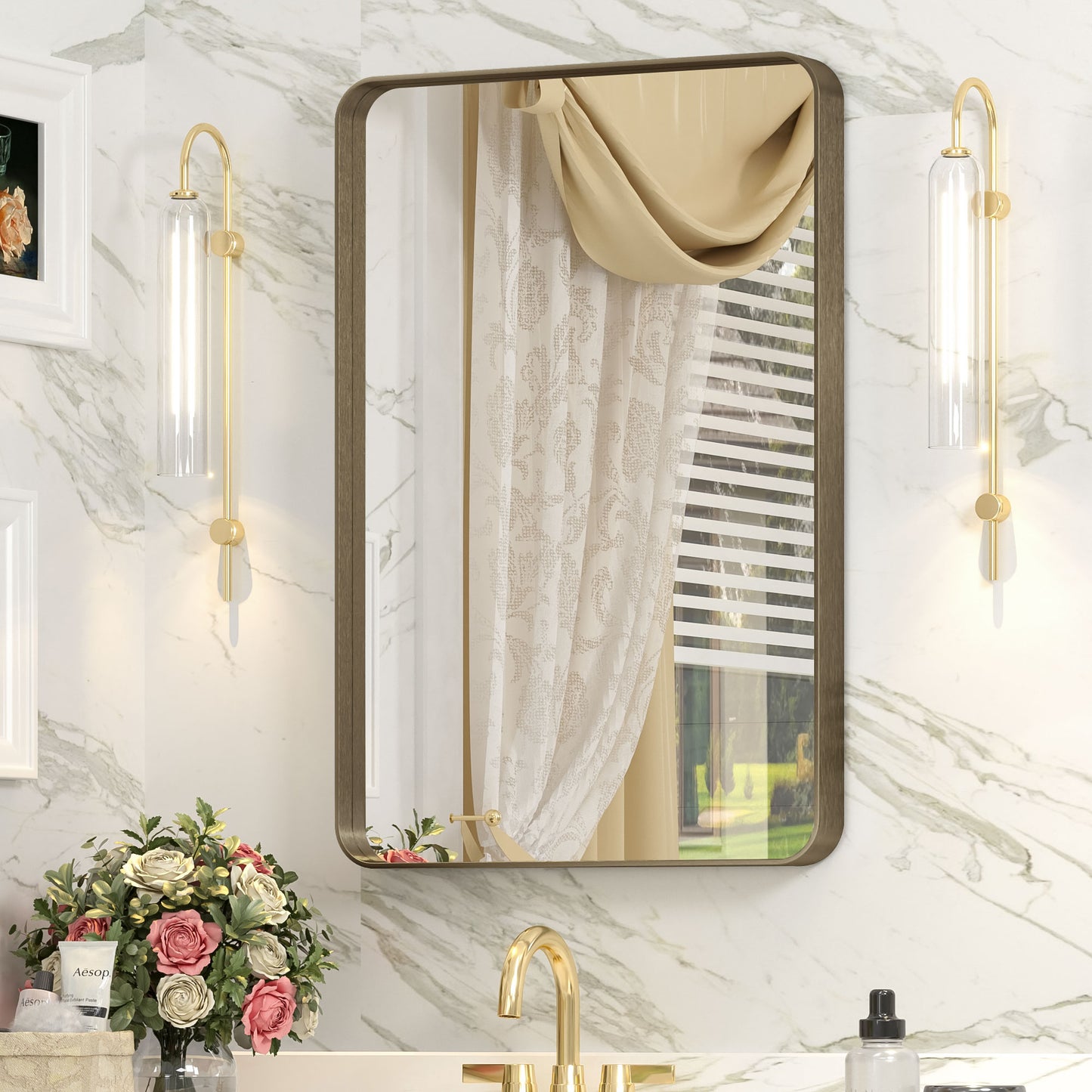 Framed Rectangle Wall Decor Mirror White