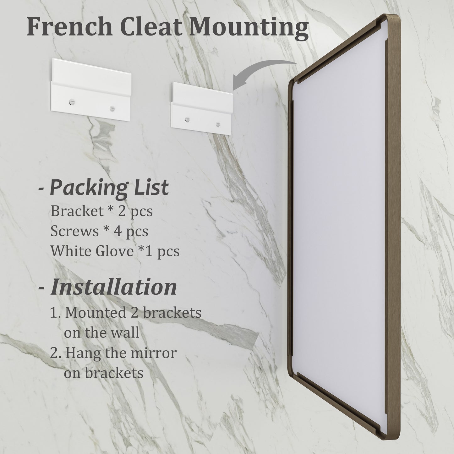 Framed Rectangle Wall Decor Mirror White