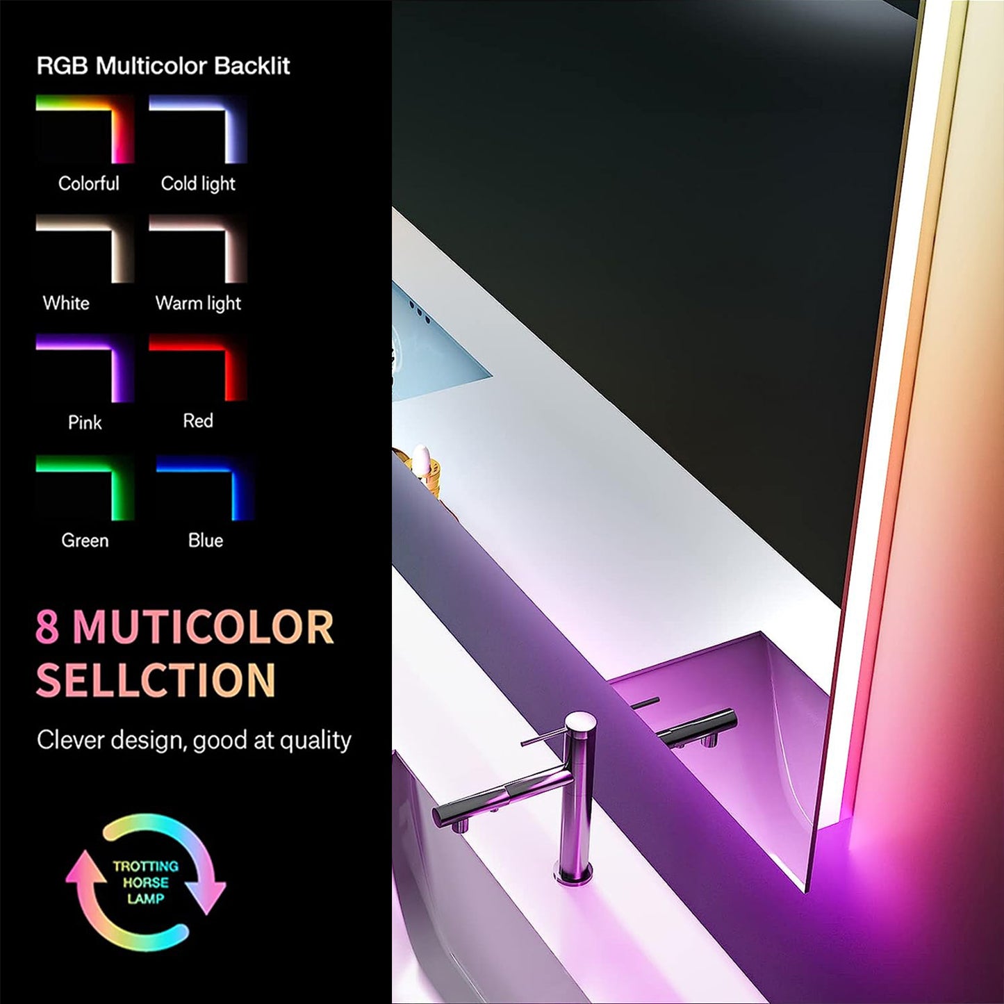 RGB Frameless Front & Back LED Lighted Mirror