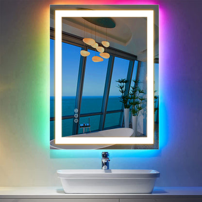 RGB Frameless Rectangle Front & Back Lighted Mirror