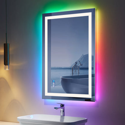 RGB Frameless Rectangle Front & Back Lighted Mirror