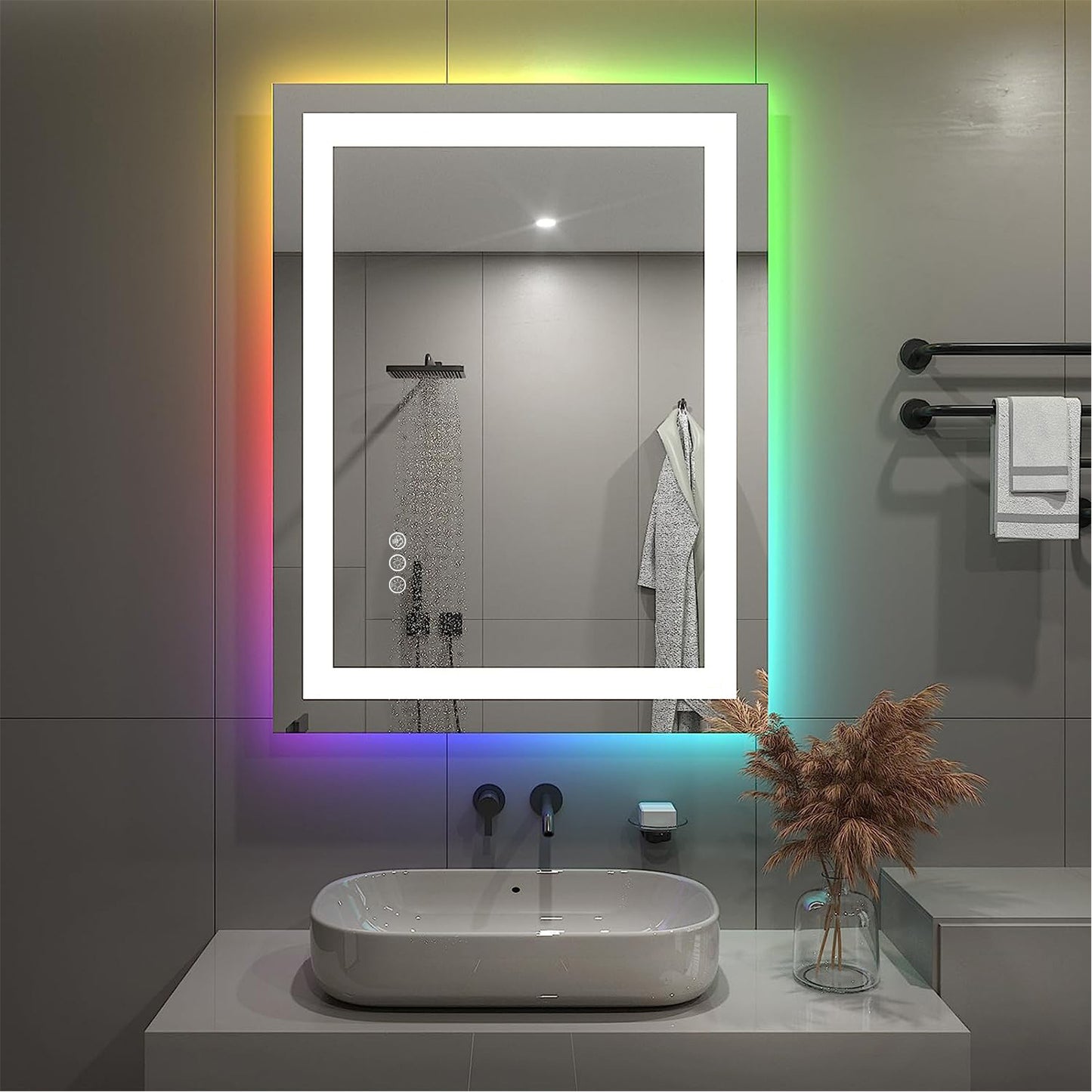 RGB Frameless Rectangle Front & Back Lighted Mirror