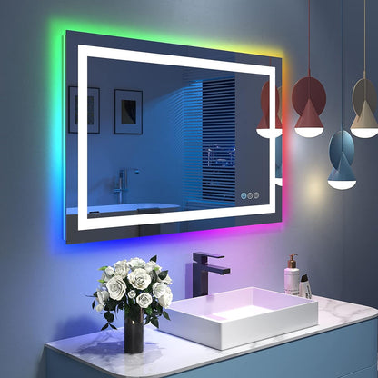 RGB Frameless Rectangle Front & Back Lighted Mirror