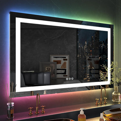 RGB Frameless Rectangle Front & Back Lighted Mirror