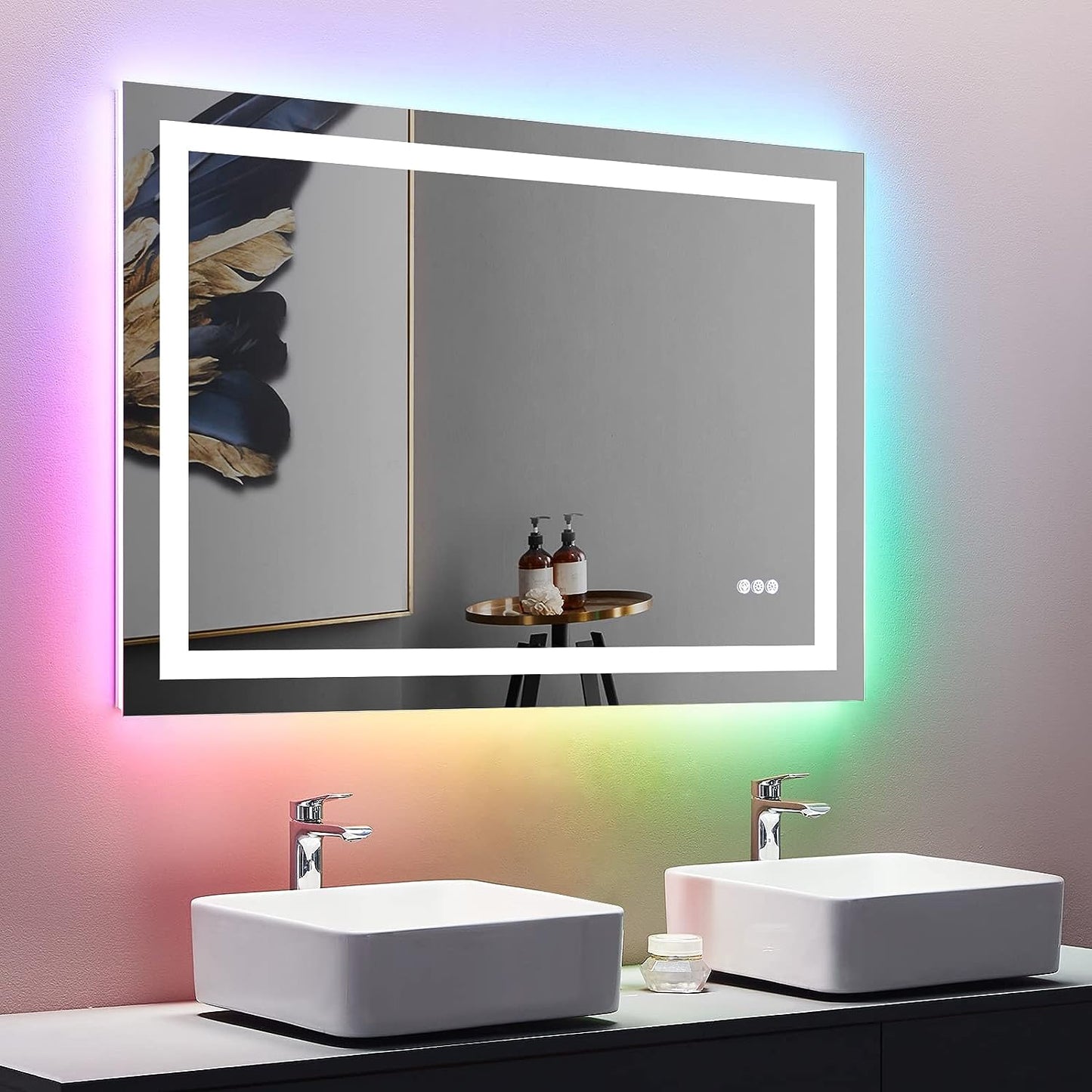 RGB Frameless Rectangle Front & Back Lighted Mirror