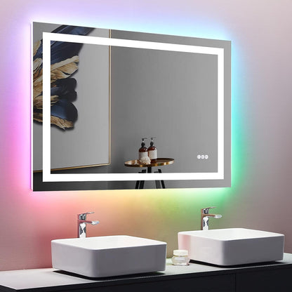 RGB Frameless Rectangle Front & Back Lighted Mirror