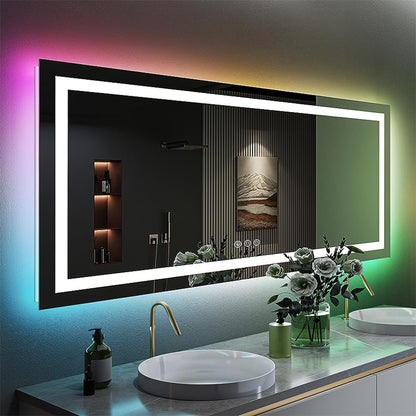 RGB Frameless Rectangle Front & Back Lighted Mirror