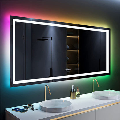 RGB Frameless Rectangle Front & Back Lighted Mirror