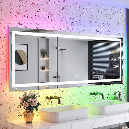 RGB Frameless Rectangle Front & Back Lighted Mirror