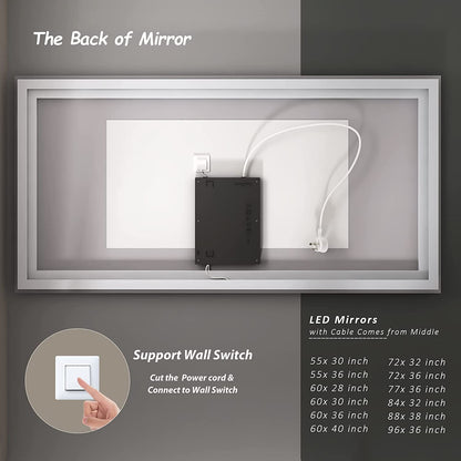 RGB Frameless Rectangle Front & Back Lighted Mirror