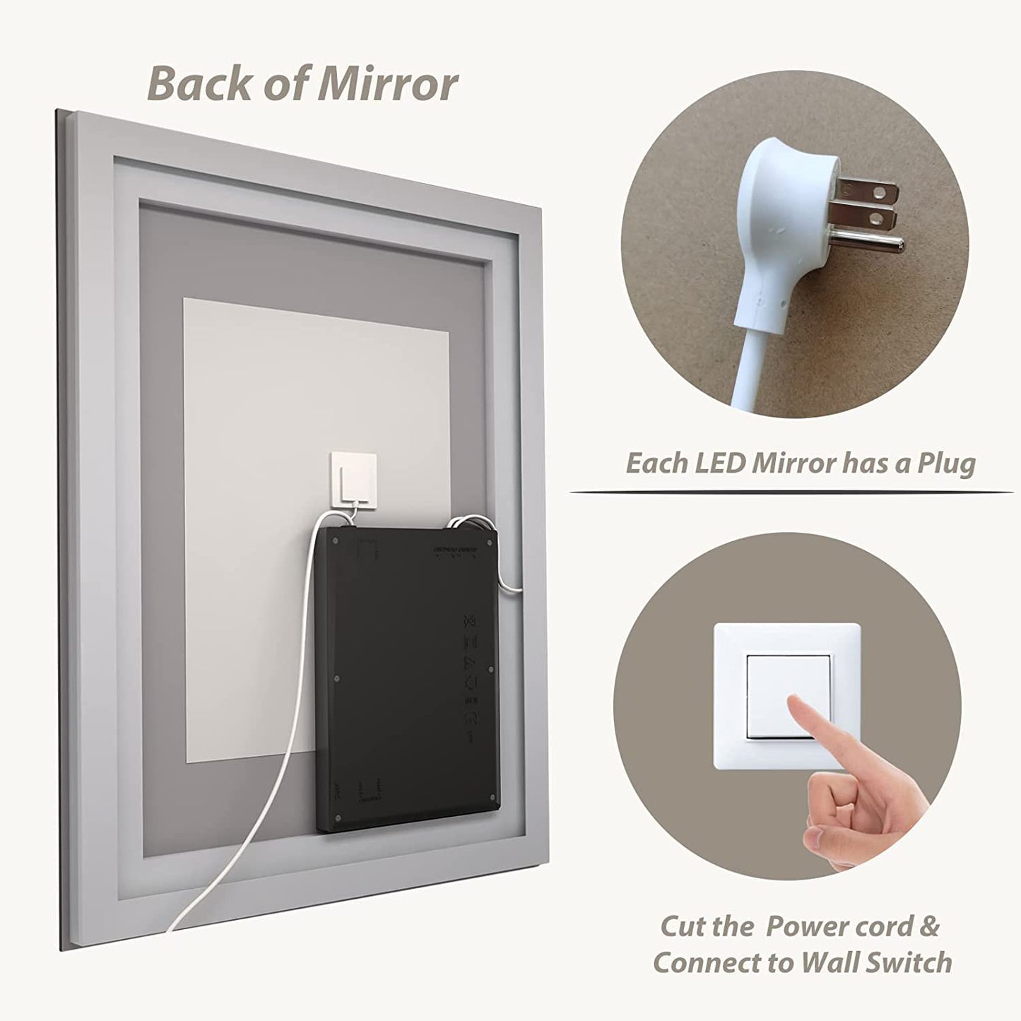 RGB Frameless Rectangle Front & Back Lighted Mirror