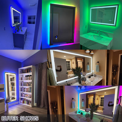 RGB Frameless Rectangle Front & Back Lighted Mirror