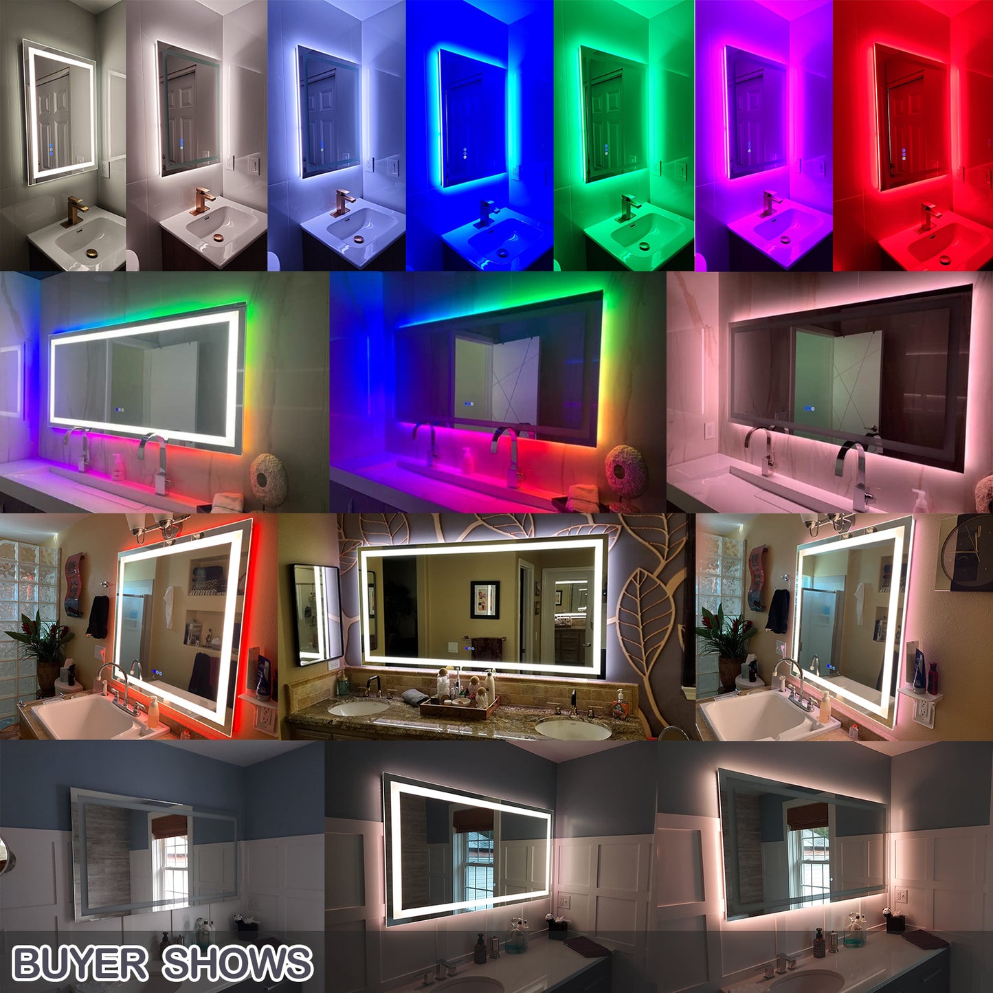 RGB Frameless Rectangle Front & Back Lighted Mirror