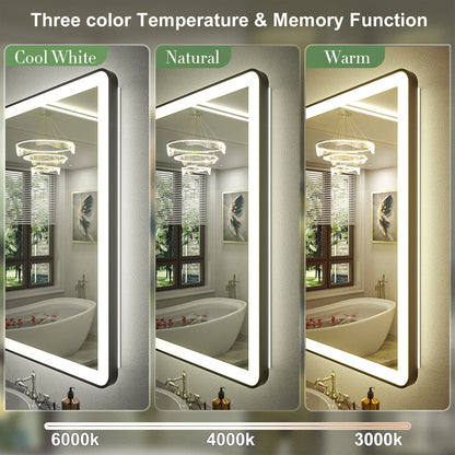 LED Framed Round Rectangle Front & Back Light Mirror