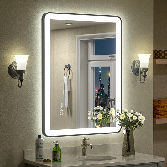 LED Framed Round Rectangle Front & Back Light Mirror