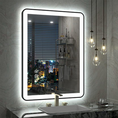 LED Framed Round Rectangle Front & Back Light Mirror