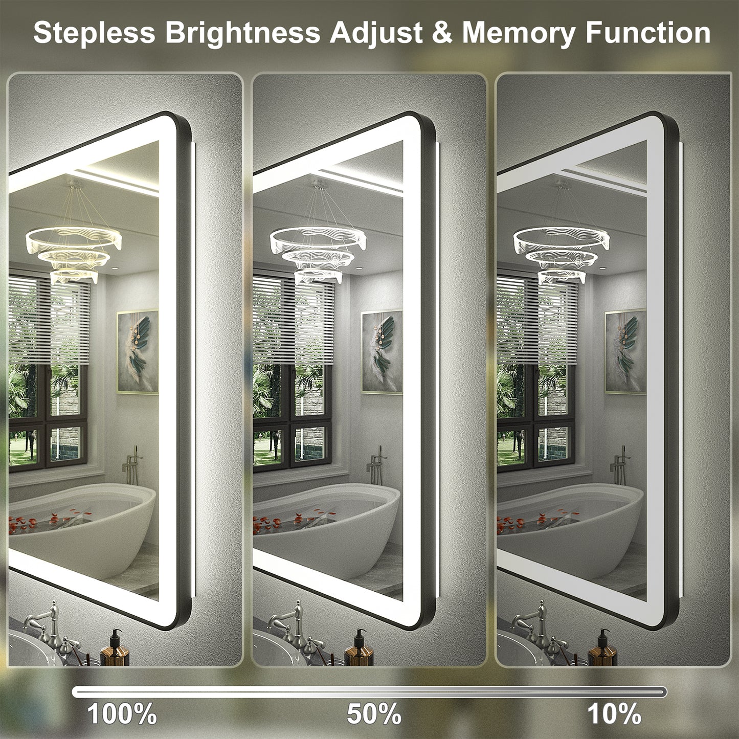 LED Framed Round Rectangle Front & Back Light Mirror