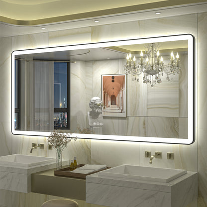 LED Framed Round Rectangle Front & Back Light Mirror